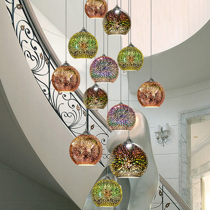 Modern färgglad 3D-pendellampa i glaskupol, 1 ljuskälla