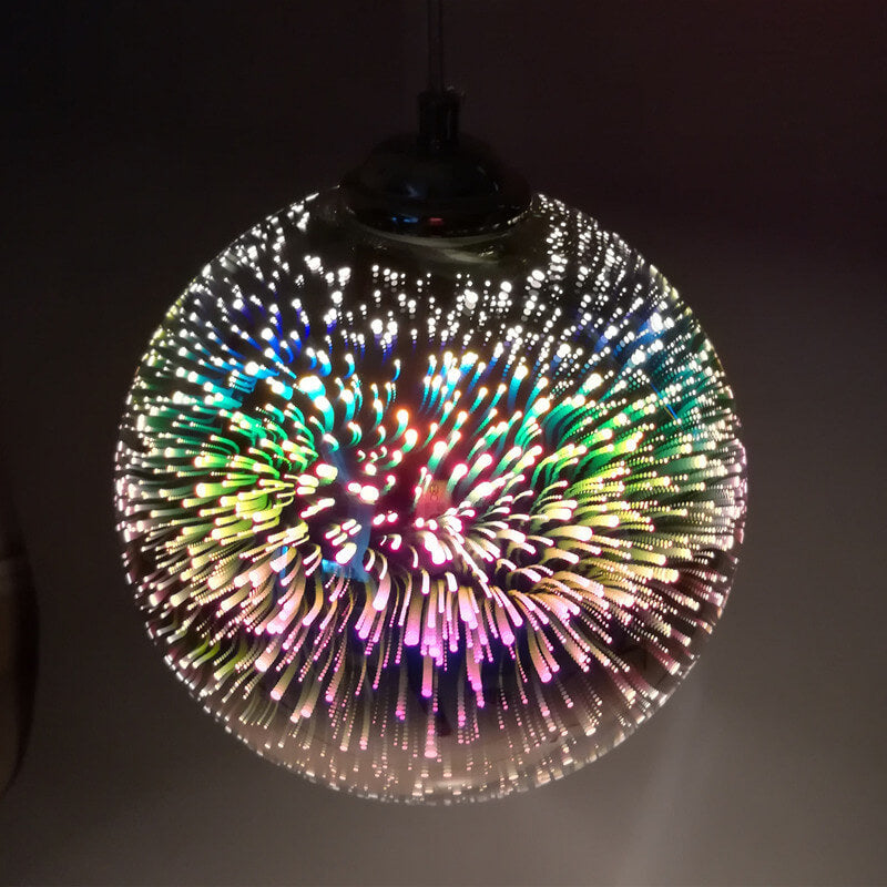 Modern färgglad 3D-pendellampa i glaskupol, 1 ljuskälla