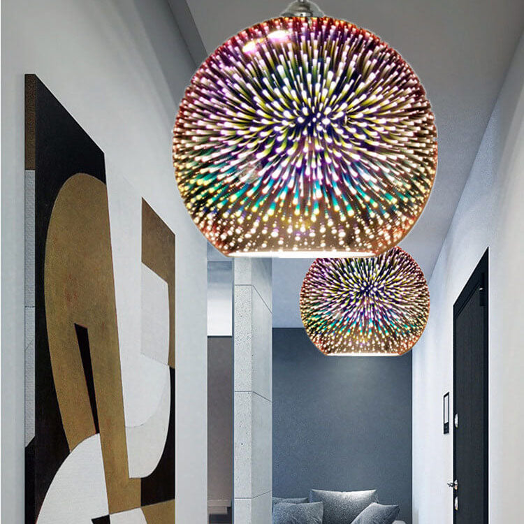 Modern färgglad 3D-pendellampa i glaskupol, 1 ljuskälla