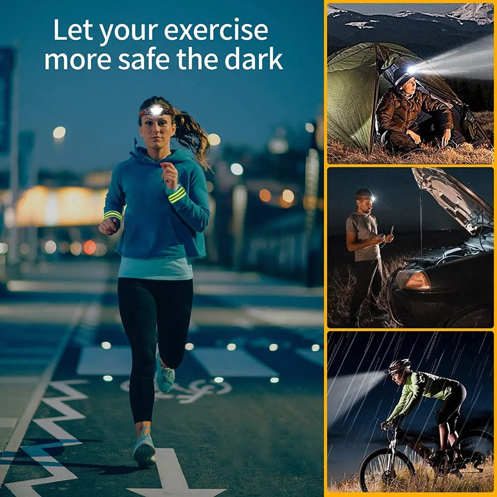 Motion Sensor LED Headlamp — 8 Lighting Modes, Hands-Free Use