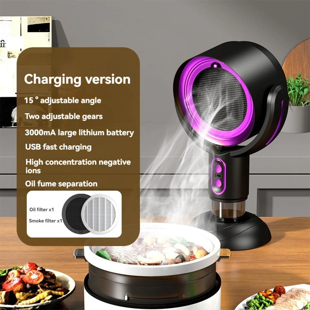 Ventilatore portatile purificatore d’aria per il fumo — potente, ricaricabile tramite USB