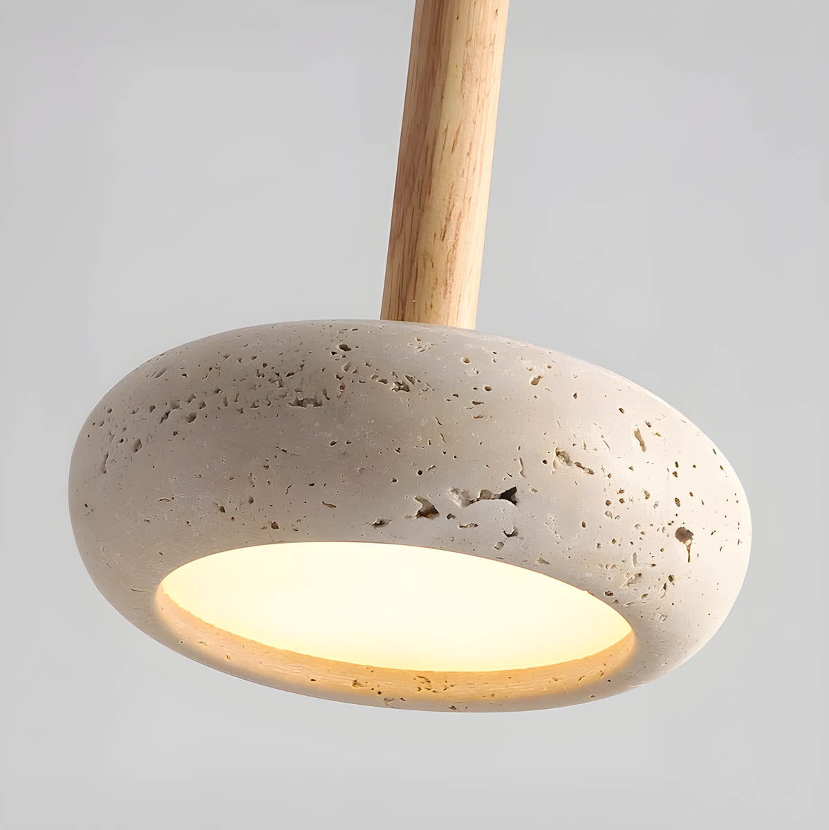 LustreStone Yellow Travertine Pendant Lamp — Distinctive Stone Fixture, Warm Glow