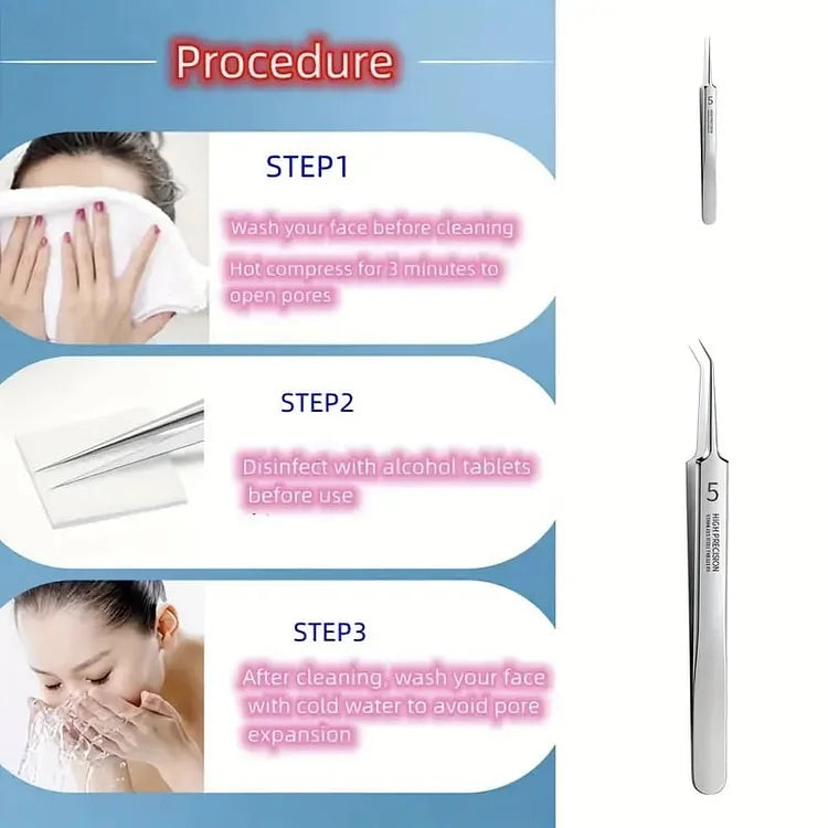 طقم احترافي لإزالة الرؤوس السوداء والشعر من الوجه، 3 قطع + علبة