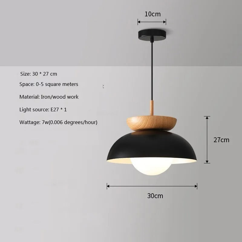NordicLume Minimalist Ceiling Light With Wood Iron Finish
