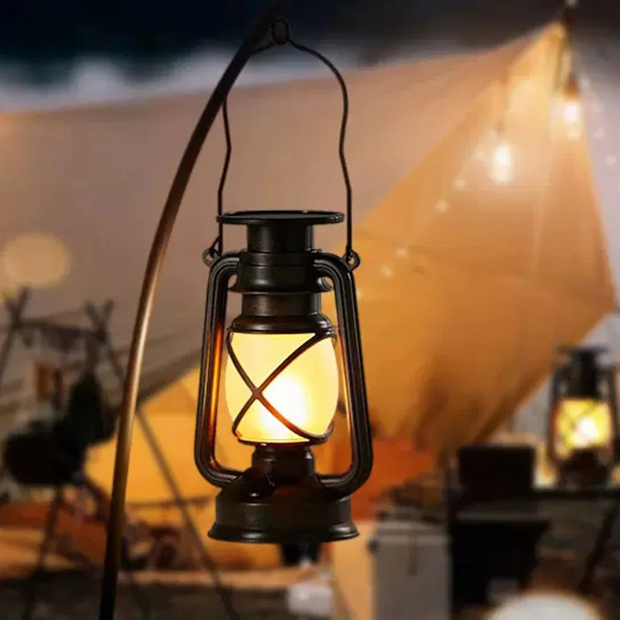 Lanterne vintage rustique à LED et au kérosène — Lampe portable à suspendre