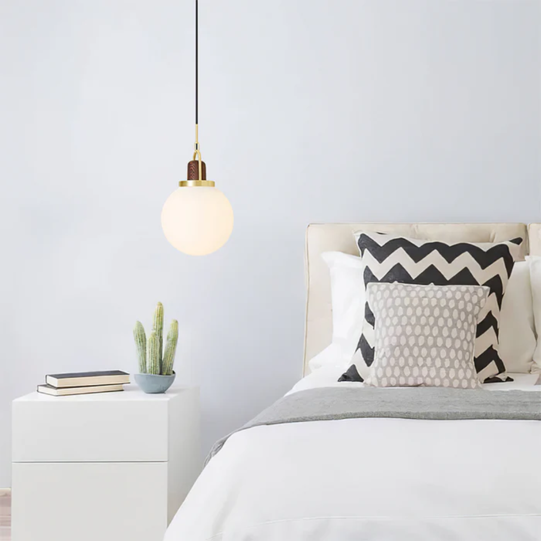 Averelle Copper Accented Glass Pendant Light With Mood Ball Design For Dining