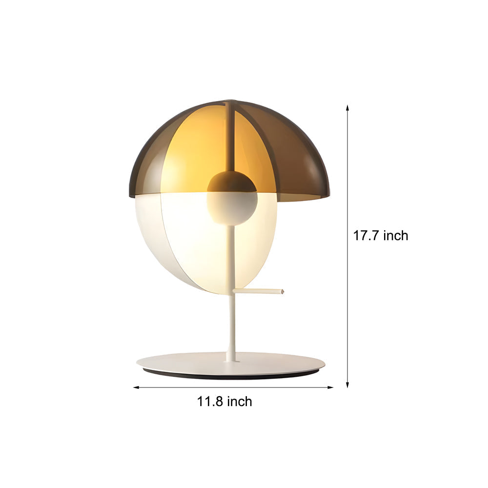 Theia Table Lamp — Vertical Half-Sphere, Horizontal Smoked Screen