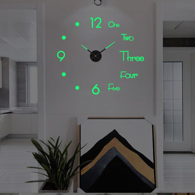 Reloj de pared negro moderno Luminor — Movimiento de cuarzo fiable