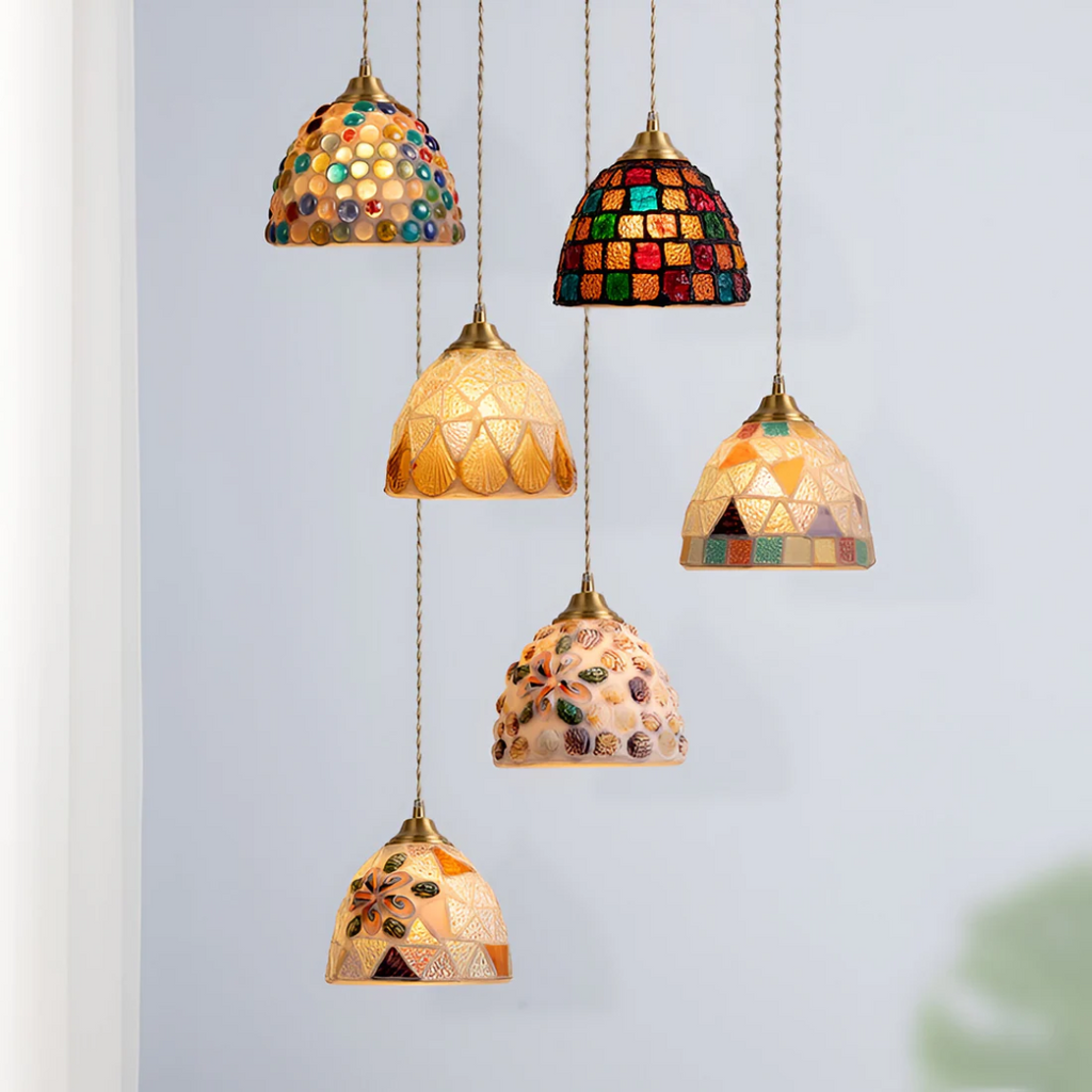 NovaLume Kairo Multicolor Glass Pendant Fixture For Dining Table