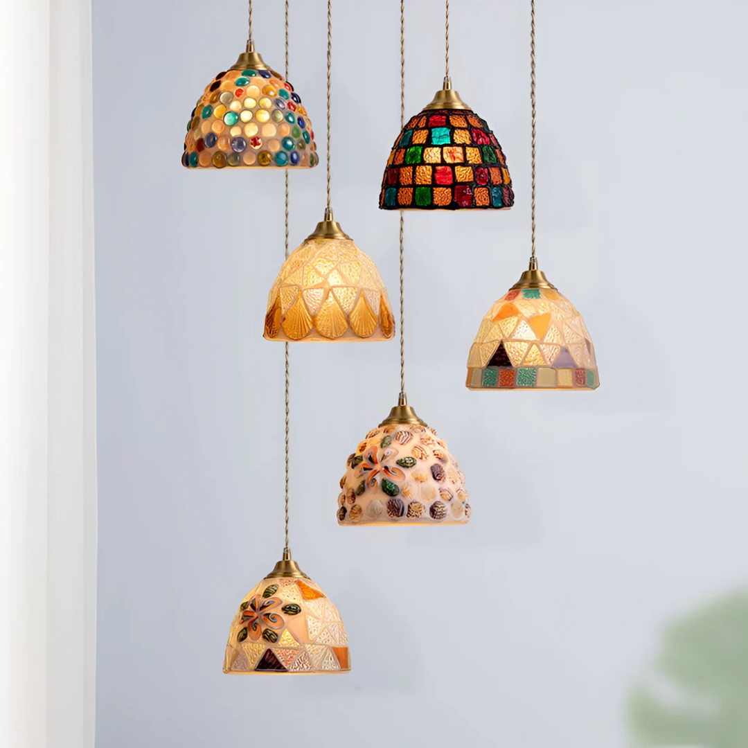 NovaLume Kairo Multicolor Glass Pendant Fixture For Dining Table
