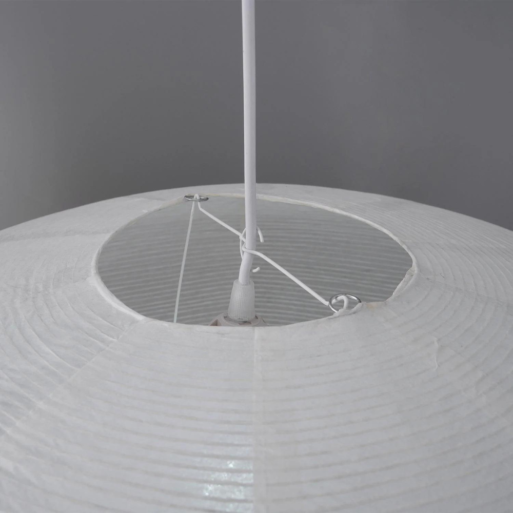 Mulberry Paper Japandi Ceiling Light — Geometric White LED Design, 50 cm and 60 cm