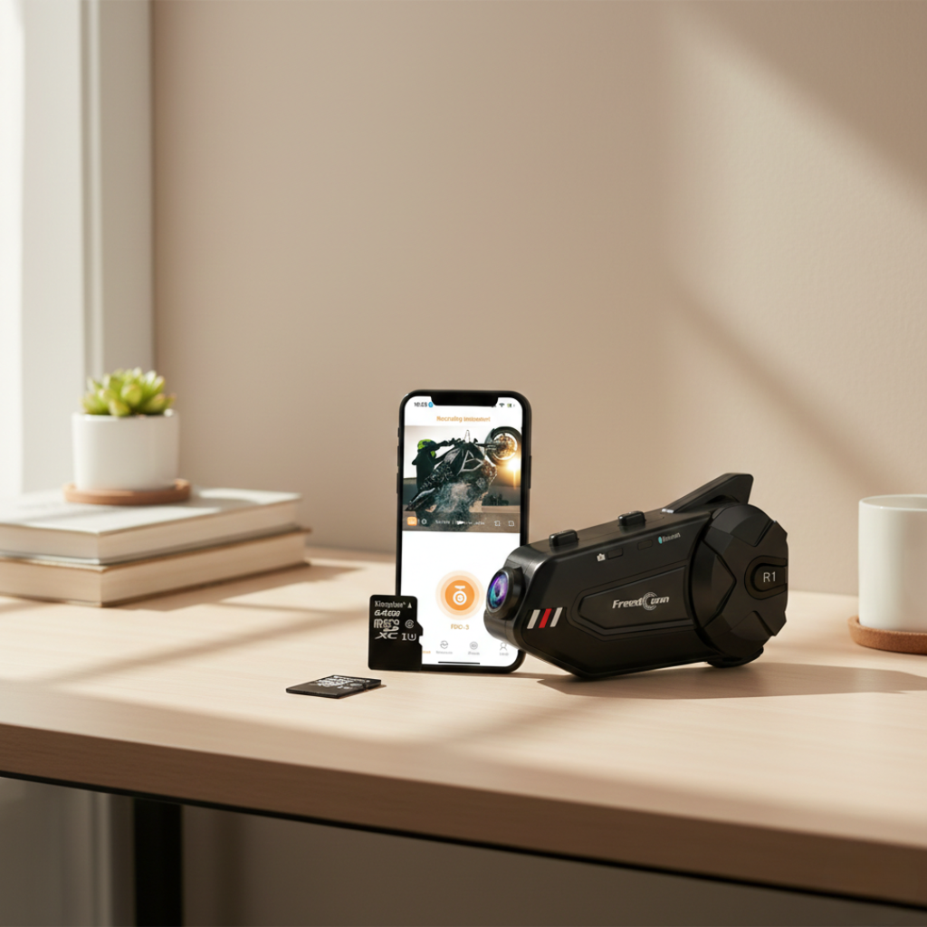 Intercom Bluetooth pour moto — Casque modulaire, caméra 1080P, portée de 1000M