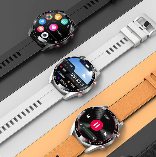 Smartwatch Bluetooth impermeable para hombre — monitor de ECG, PPG, frecuencia cardíaca y oxígeno en sangre