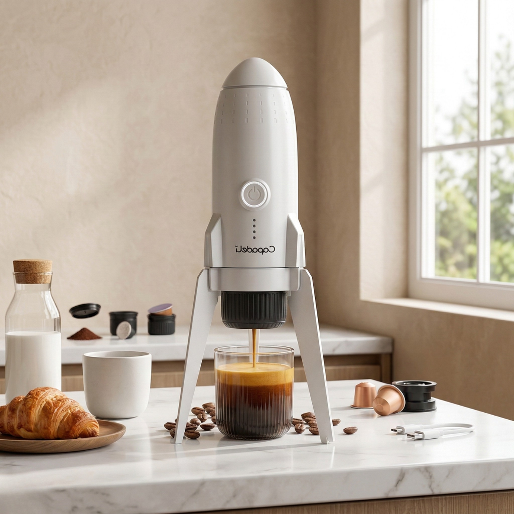 Portable Self-Heating Espresso Machine — Compact Electric Brew Device