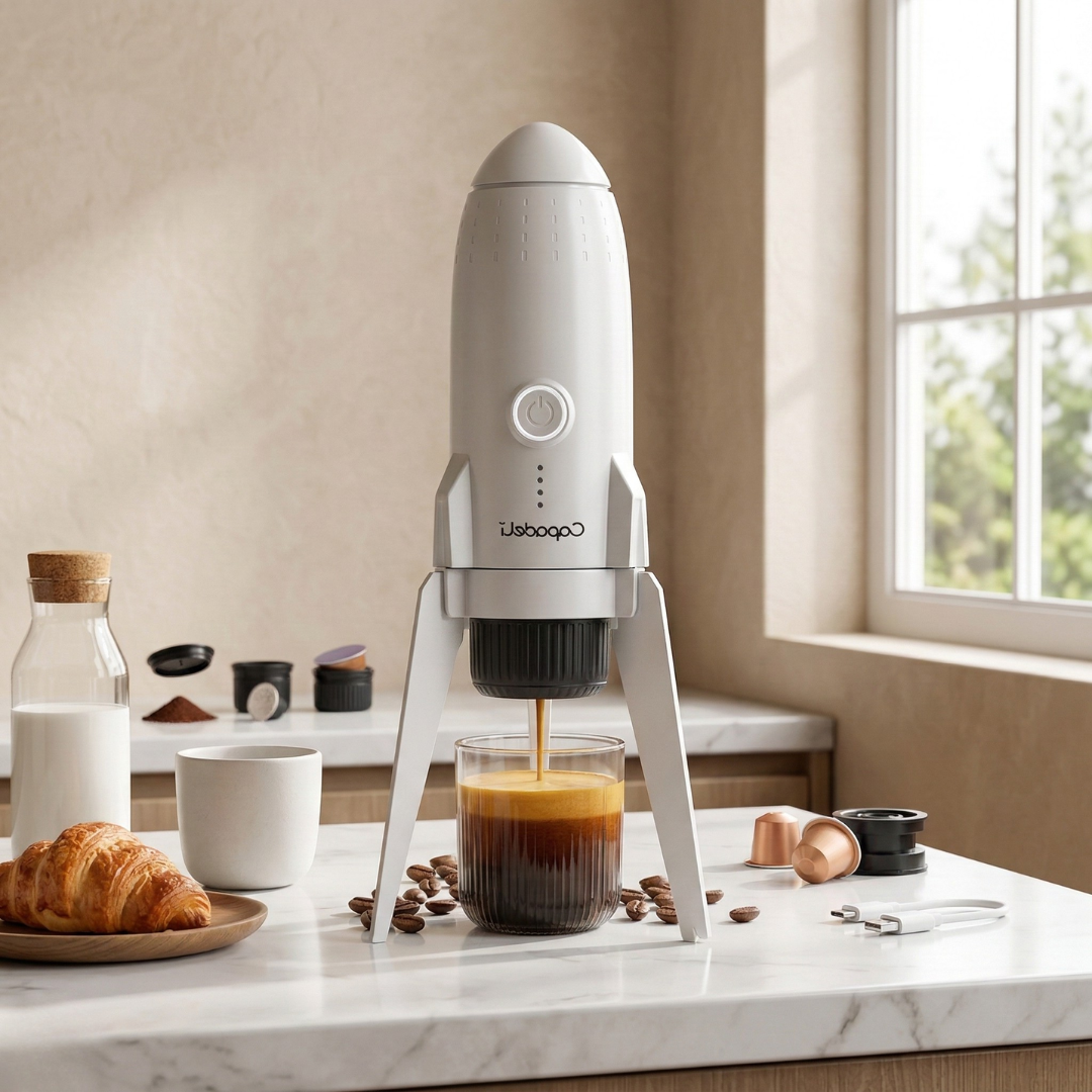 Portable Self-Heating Espresso Machine — Compact Electric Brew Device