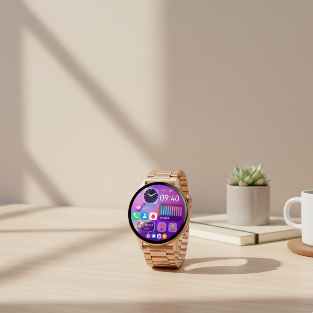 Wodoodporny damski smartwatch AMOLED — funkcja rozmów przez Bluetooth