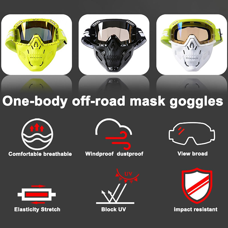 Maschera da moto a teschio — lente antiurto