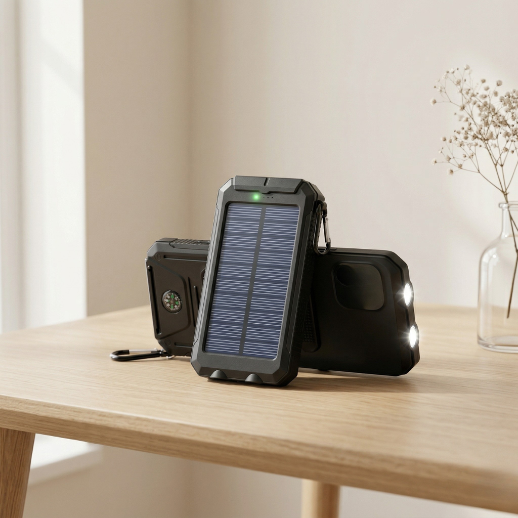 80000mAh Solar Power Bank — Integrated LED Light, Portable Charger