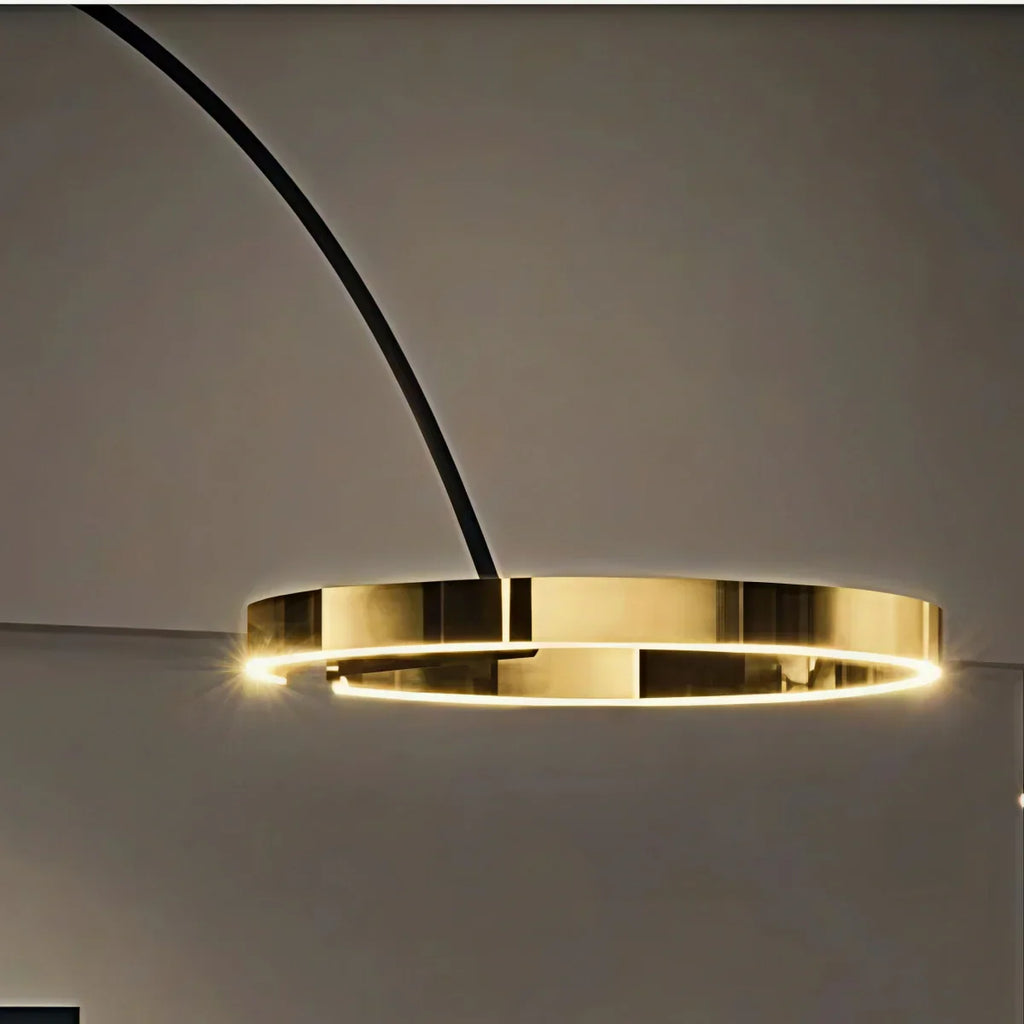 Lampadaire Rond Moderne – Design Minimaliste en Métal Noir pour Salon - Flindria