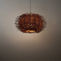 Farmhouse Globular Wood Pendant Light – Brown for Living Room - Flindria