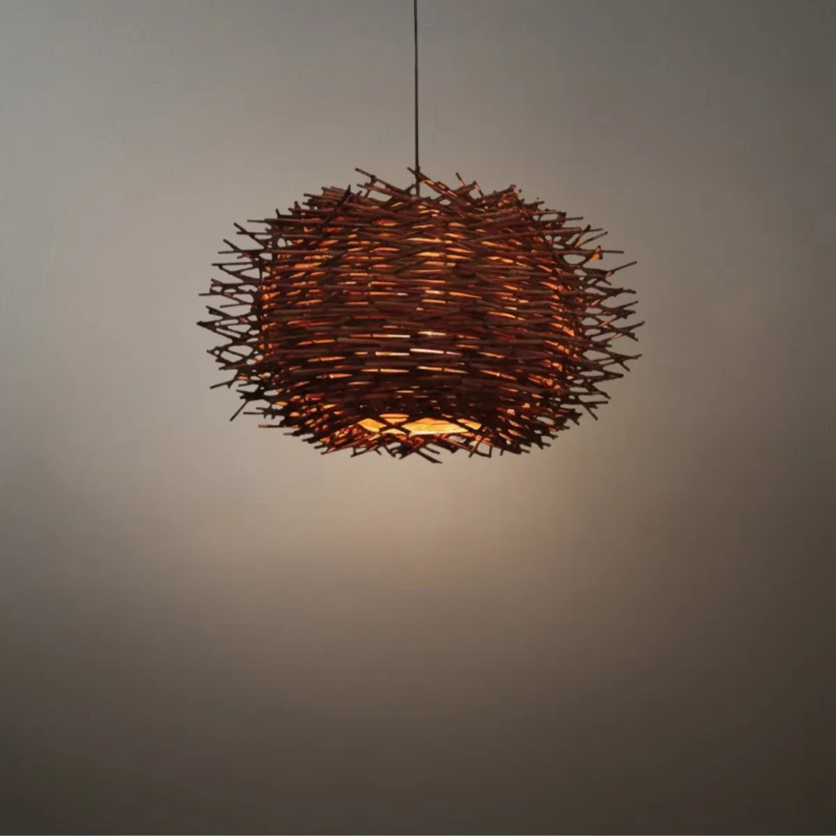 Farmhouse Globular Wood Pendant Light – Brown for Living Room - Flindria