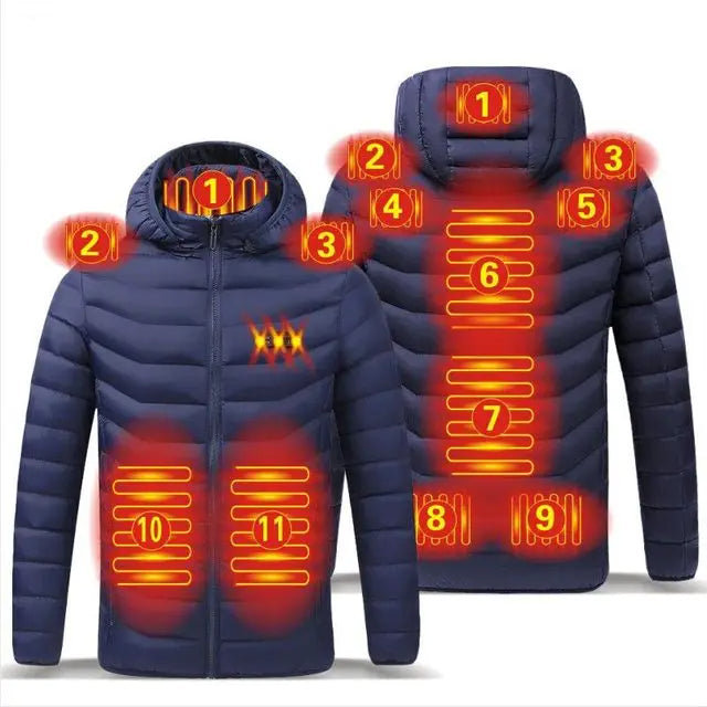 Veste à capuche chauffante électrique à 11 zones — Chaleur hivernale