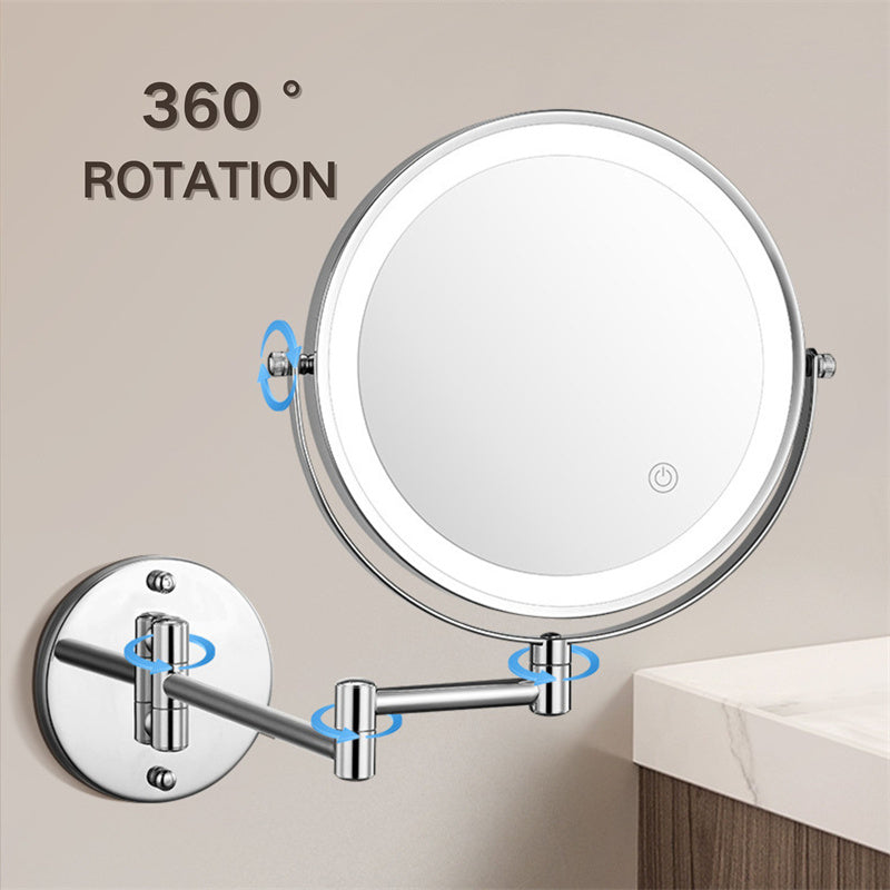Luxa Rechargeable Wall-Mounted Shaving Mirror — 1X and 10X Magnification, LED Illumination