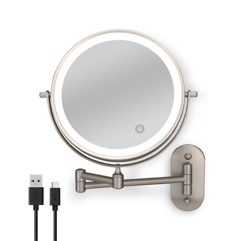 Luxa Rechargeable Wall-Mounted Shaving Mirror — 1X and 10X Magnification, LED Illumination