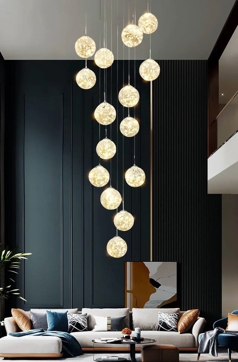 Bella Glass Ball Staircase Chandelier — Elegant Pendant Light