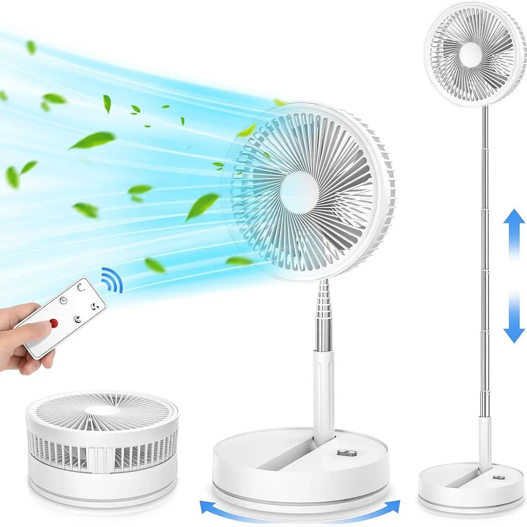 9 hüvelykes újratölthető, összecsukható padlóventilátor – 7200 mAh-s akkumulátor, távirányító, 4 sebességfokozat, rendkívül csendes