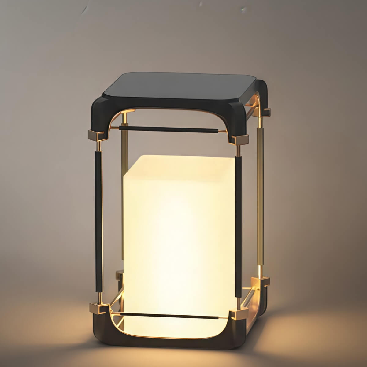 Modern Square Outdoor Floor Lamp — Black Metal/Acrylic Lantern for Patio - Flindria