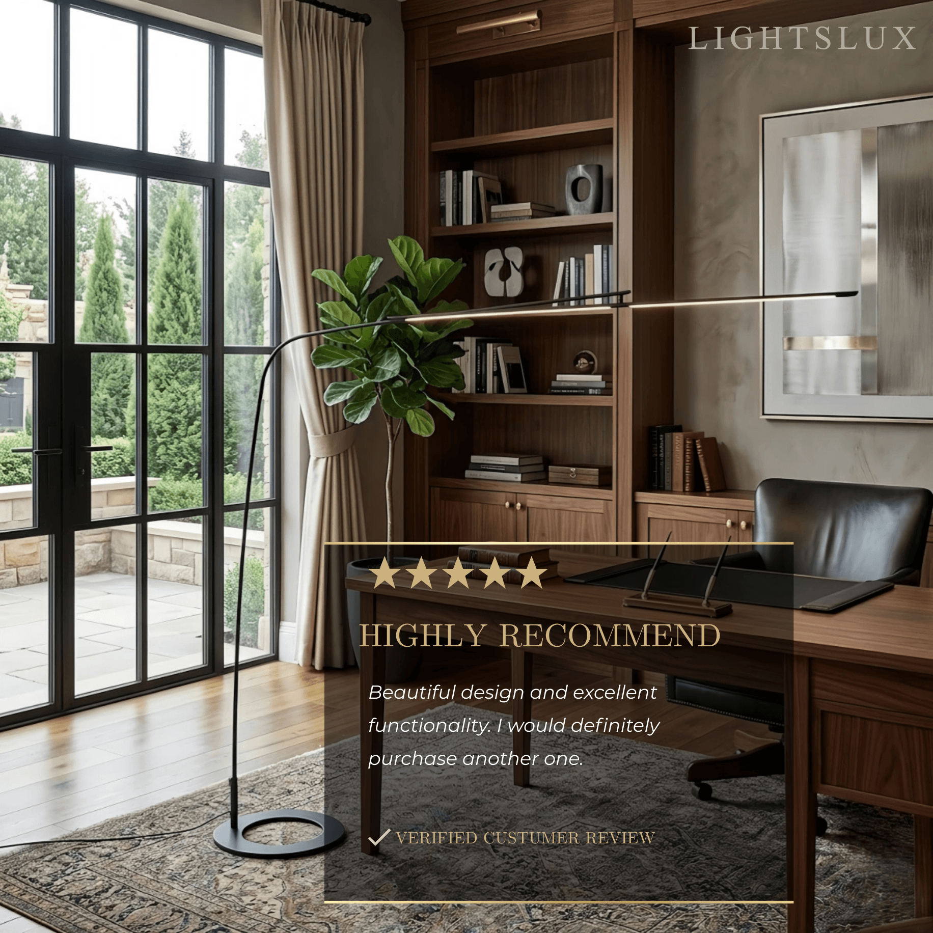 Modern Black Floor Lamp – Long Linear Metal Arched for Living Room - Flindria
