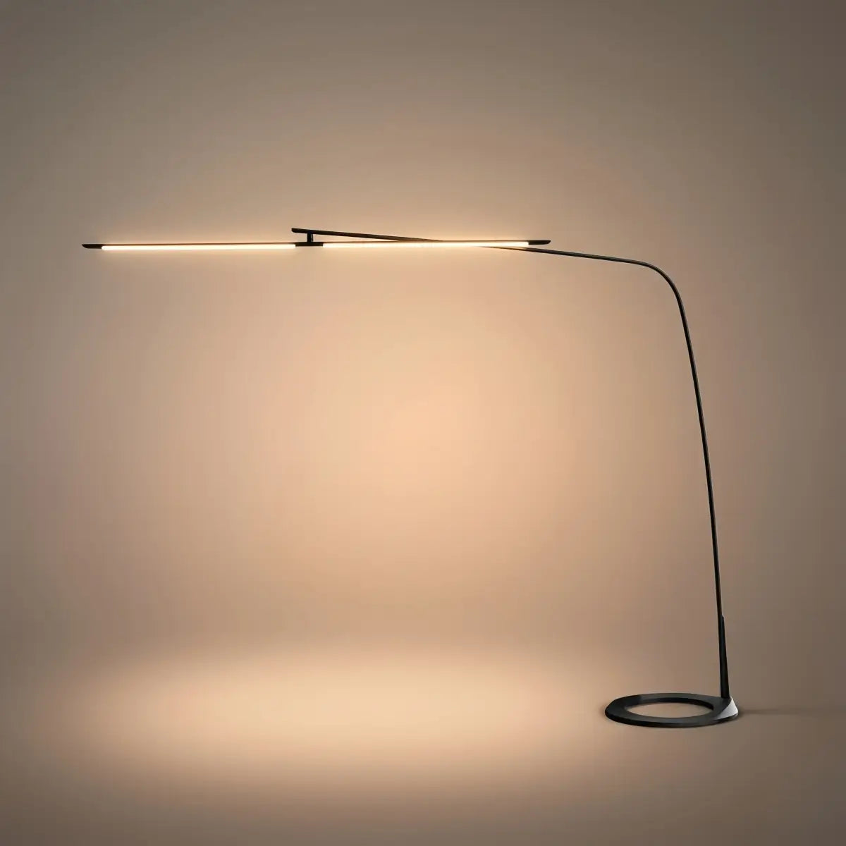 Modern Black Floor Lamp – Long Linear Metal Arched for Living Room - Flindria