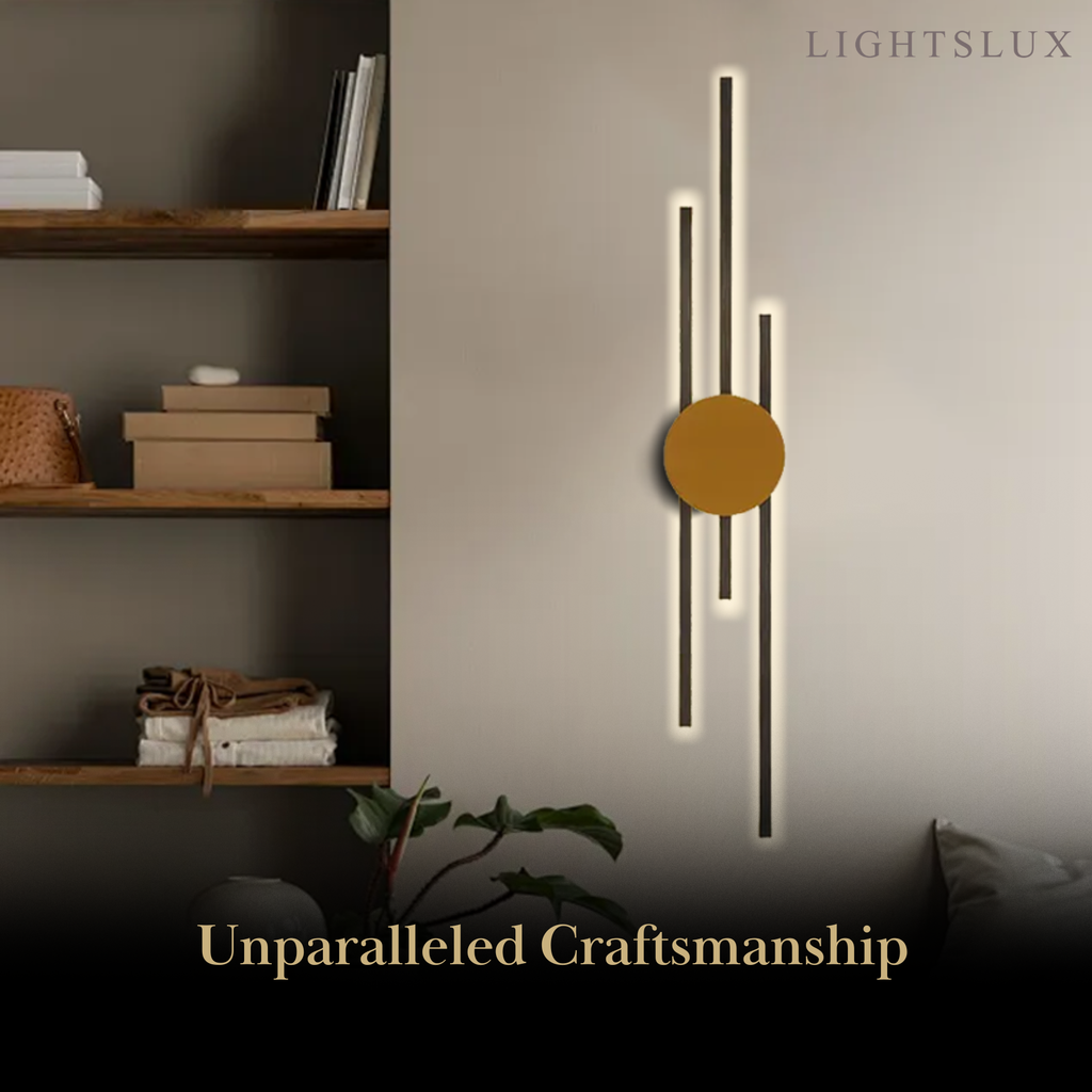 Modern Linear Wall Lamp - Black/Gold Metal for Living Room - Flindria