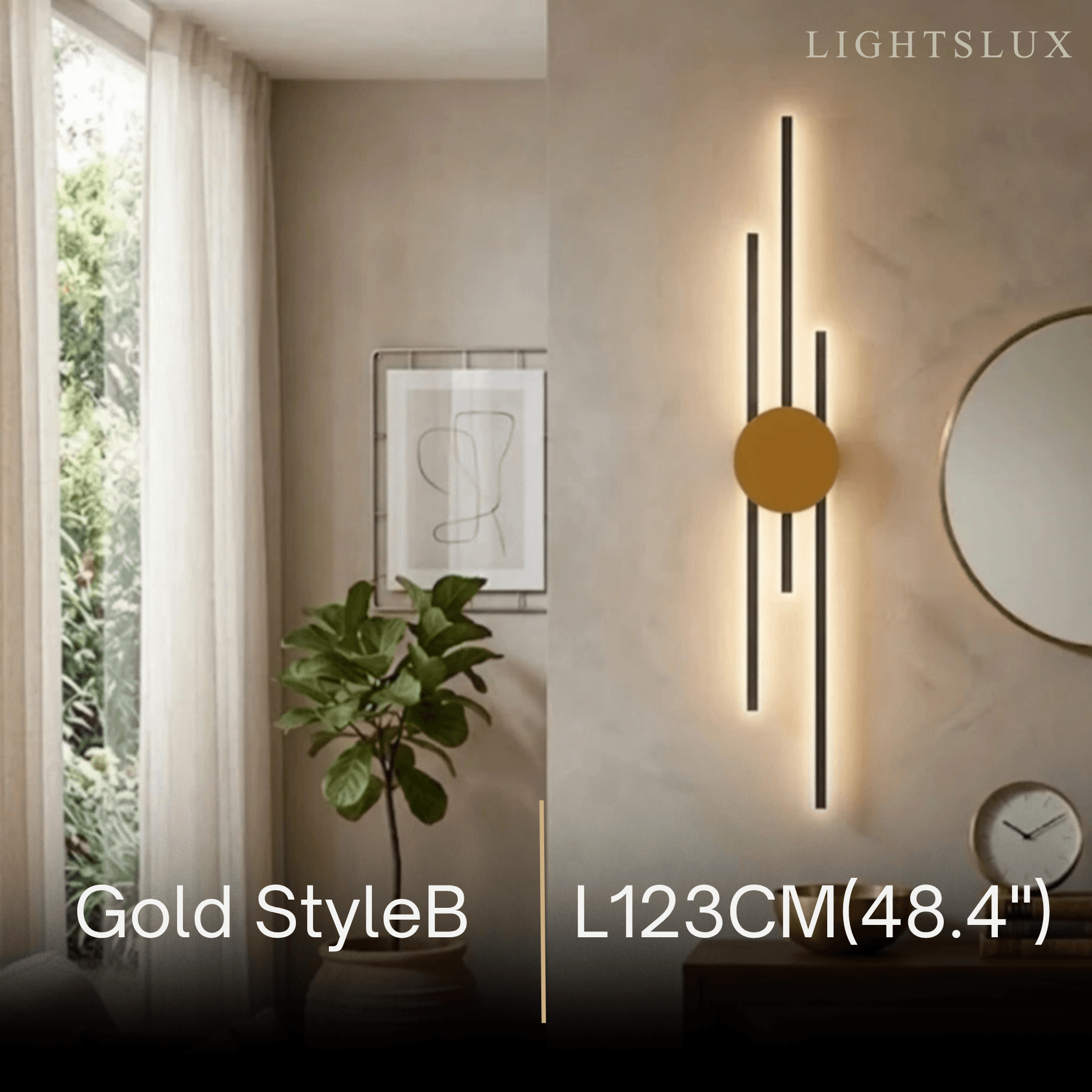 Modern Linear Wall Lamp - Black/Gold Metal for Living Room - Flindria
