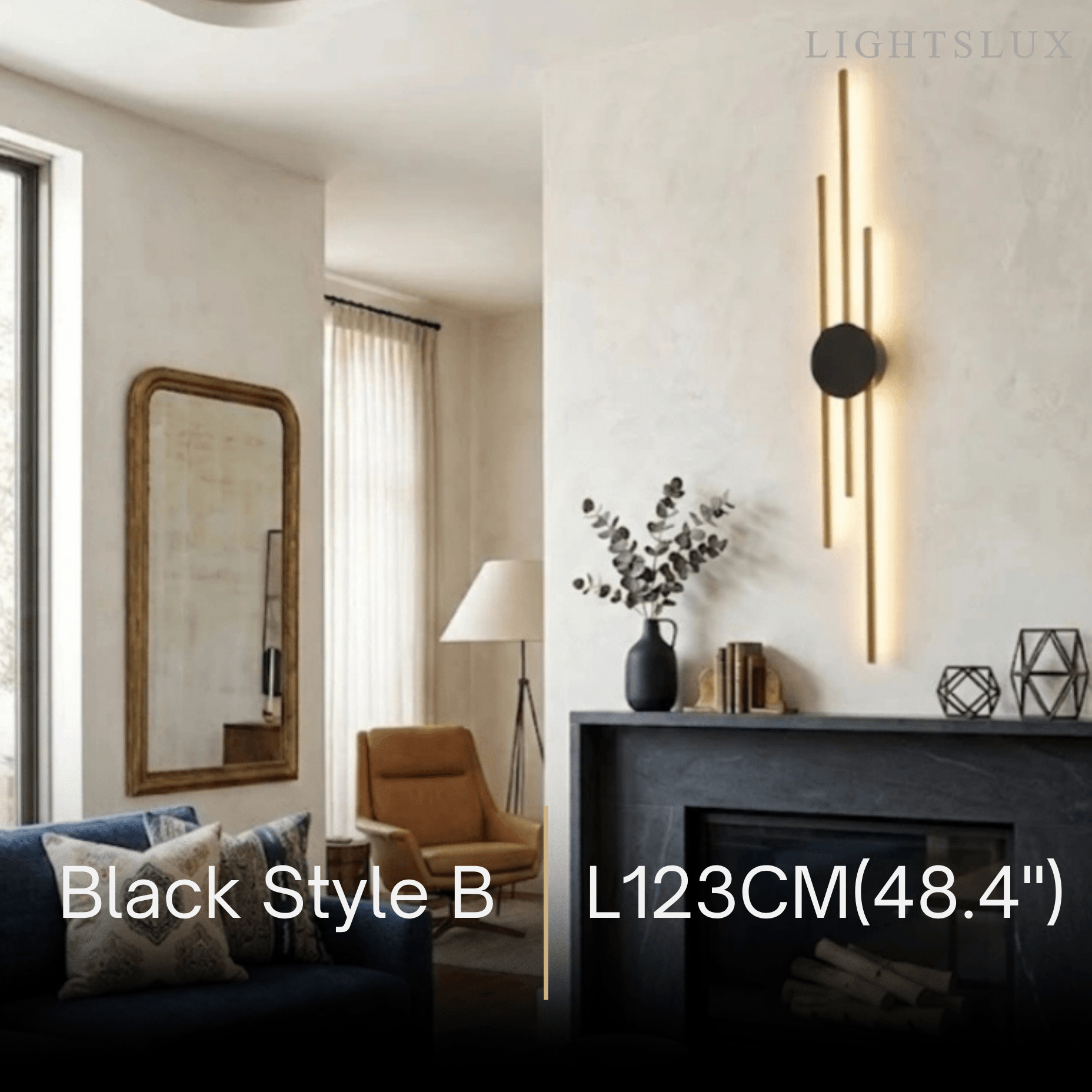 Modern Linear Wall Lamp - Black/Gold Metal for Living Room - Flindria