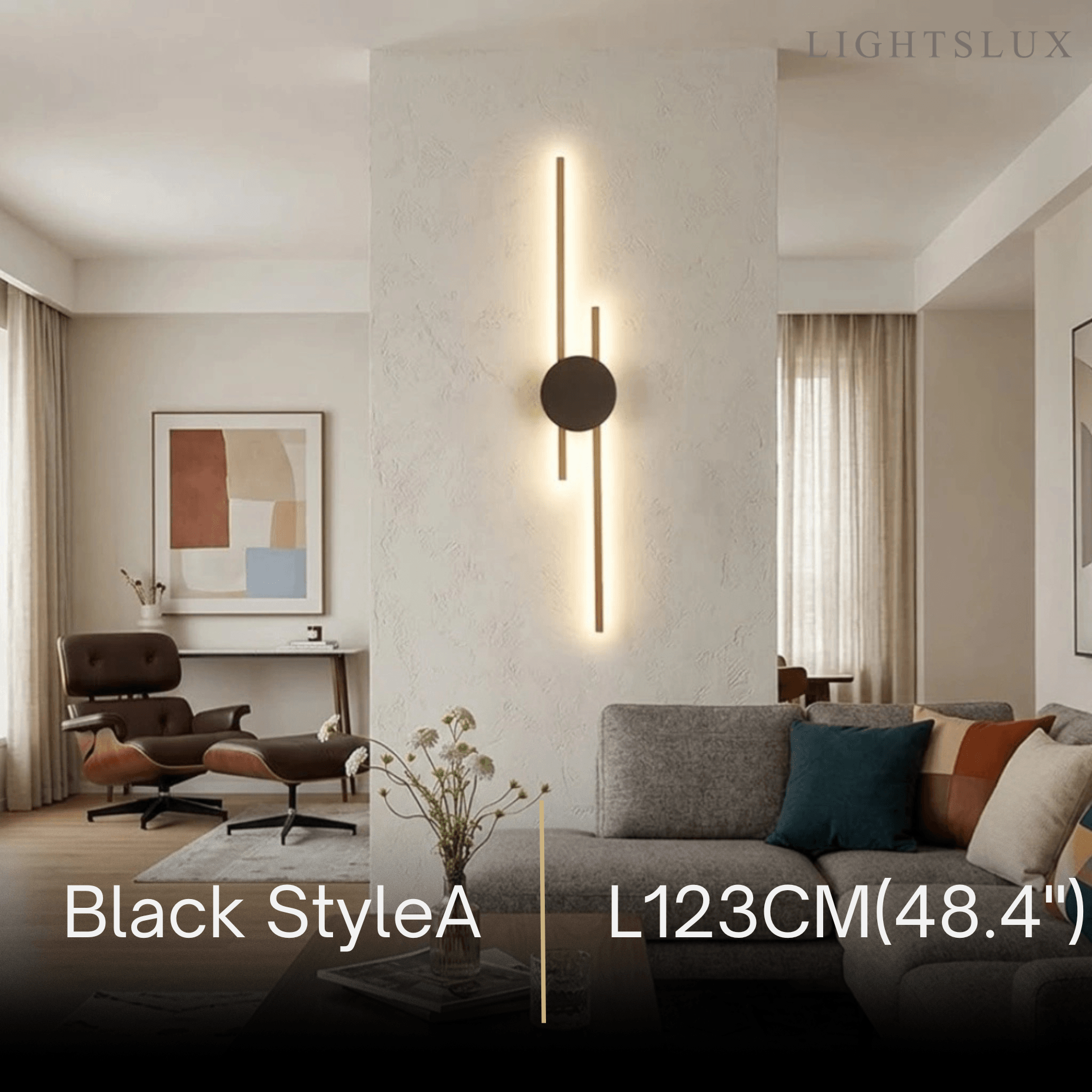 Modern Linear Wall Lamp - Black/Gold Metal for Living Room - Flindria