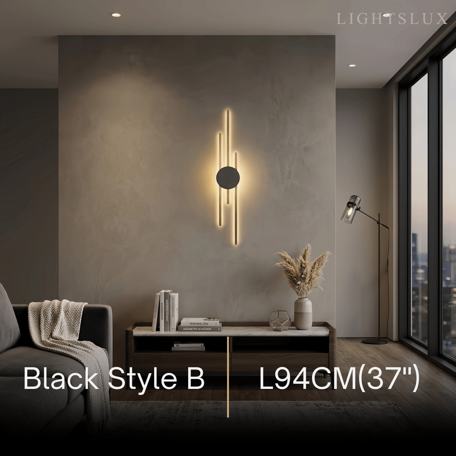 Modern Linear Wall Lamp - Black/Gold Metal for Living Room - Flindria