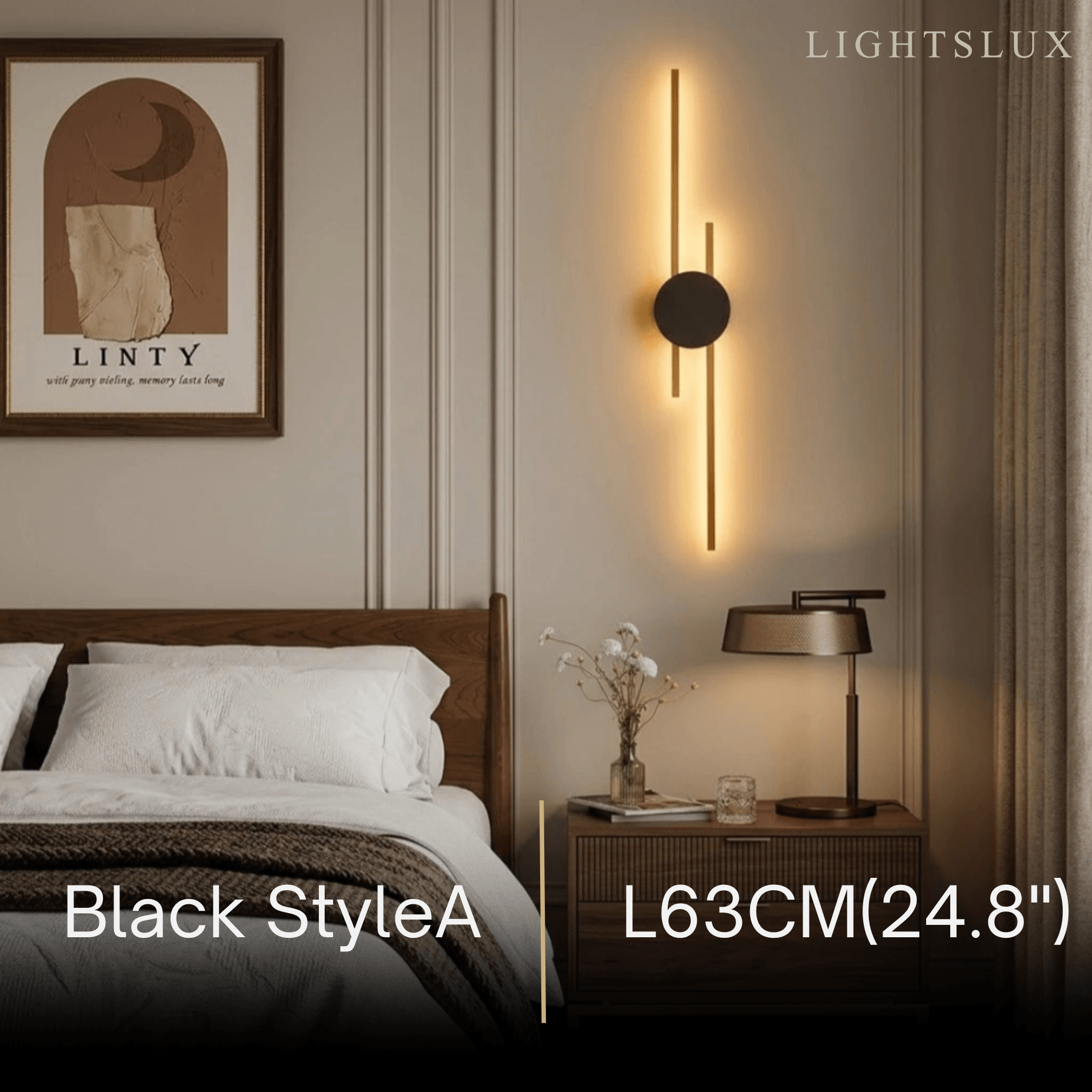 Modern Linear Wall Lamp - Black/Gold Metal for Living Room - Flindria
