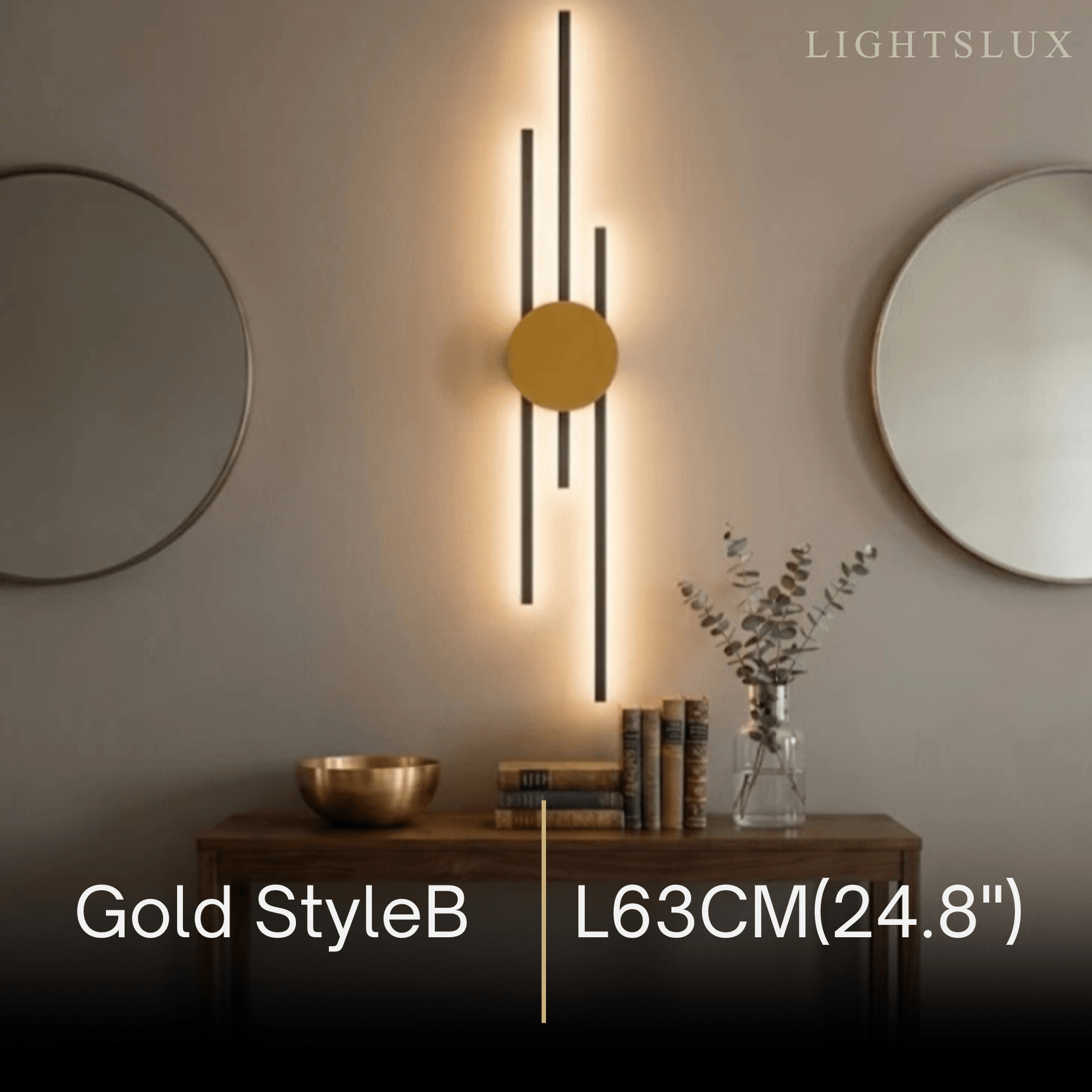 Modern Linear Wall Lamp - Black/Gold Metal for Living Room - Flindria