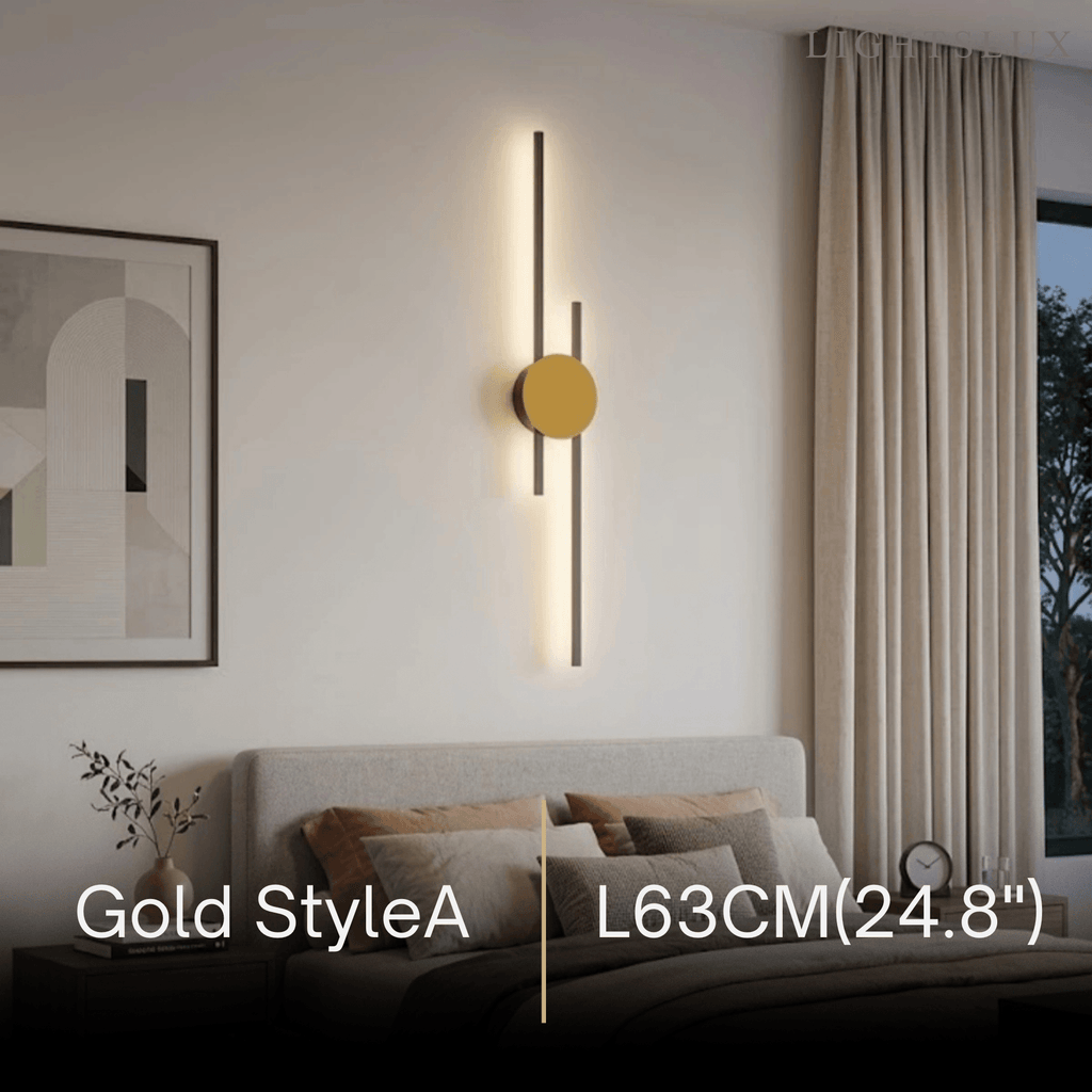 Modern Linear Wall Lamp - Black/Gold Metal for Living Room - Flindria