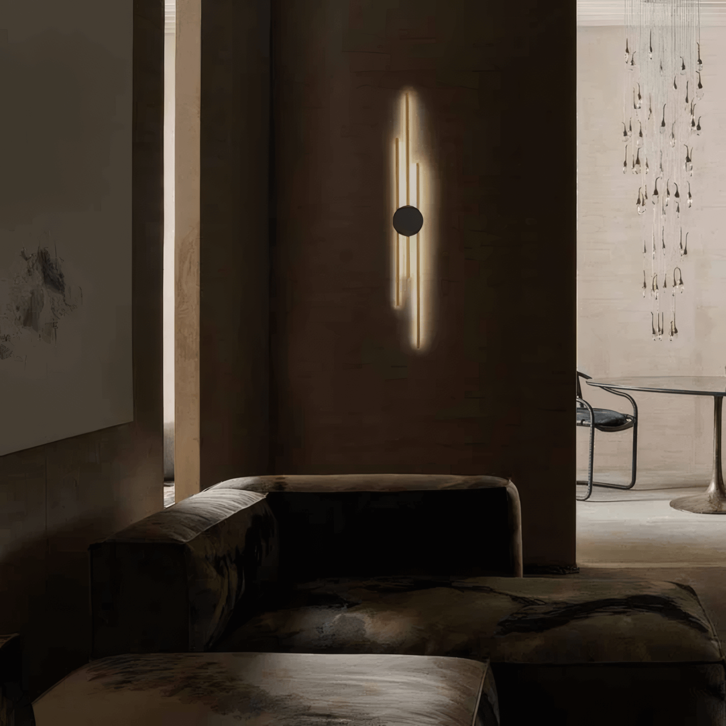 Modern Linear Wall Lamp - Black/Gold Metal for Living Room - Flindria