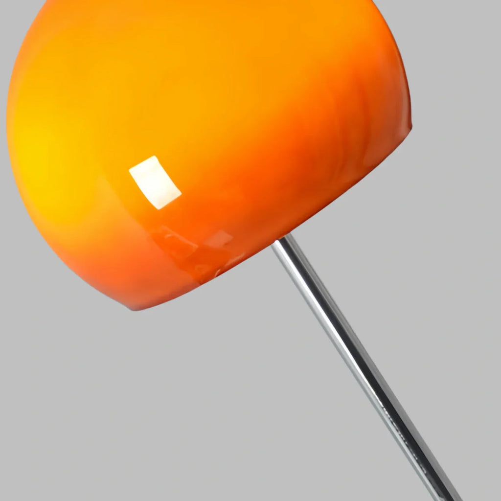 Modern Round Floor Lamp - Metal/Glass in Orange for Living Room - Flindria