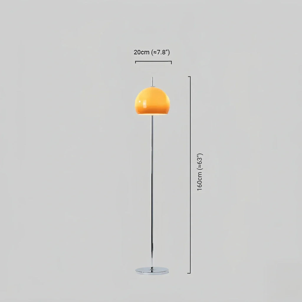 Modern Round Floor Lamp - Metal/Glass in Orange for Living Room - Flindria