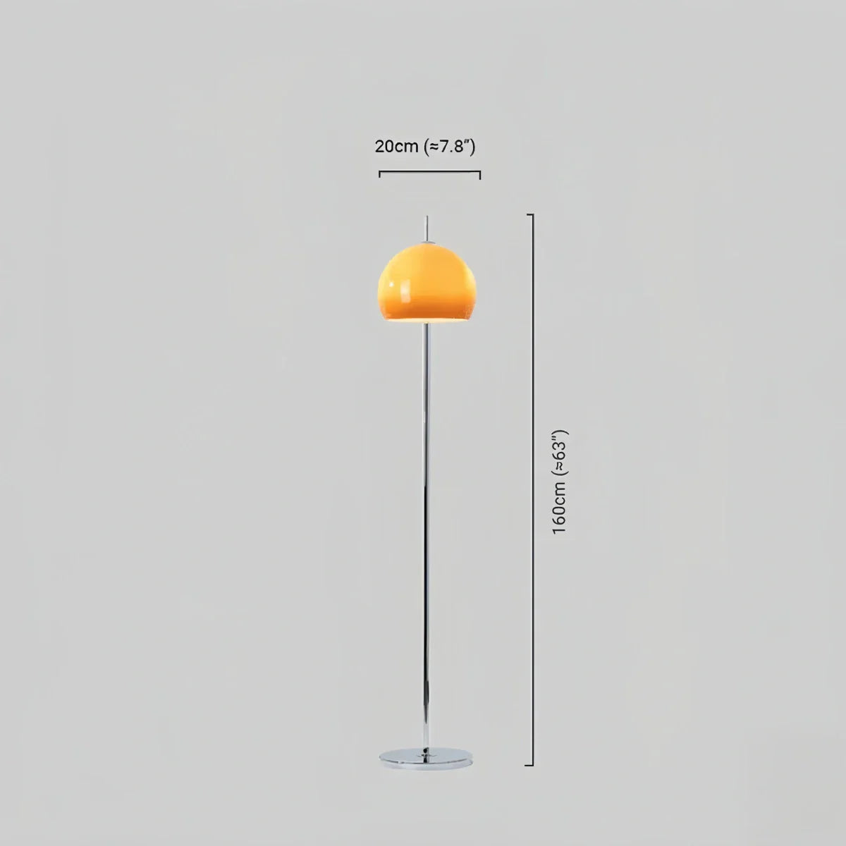 Modern Round Floor Lamp - Metal/Glass in Orange for Living Room - Flindria