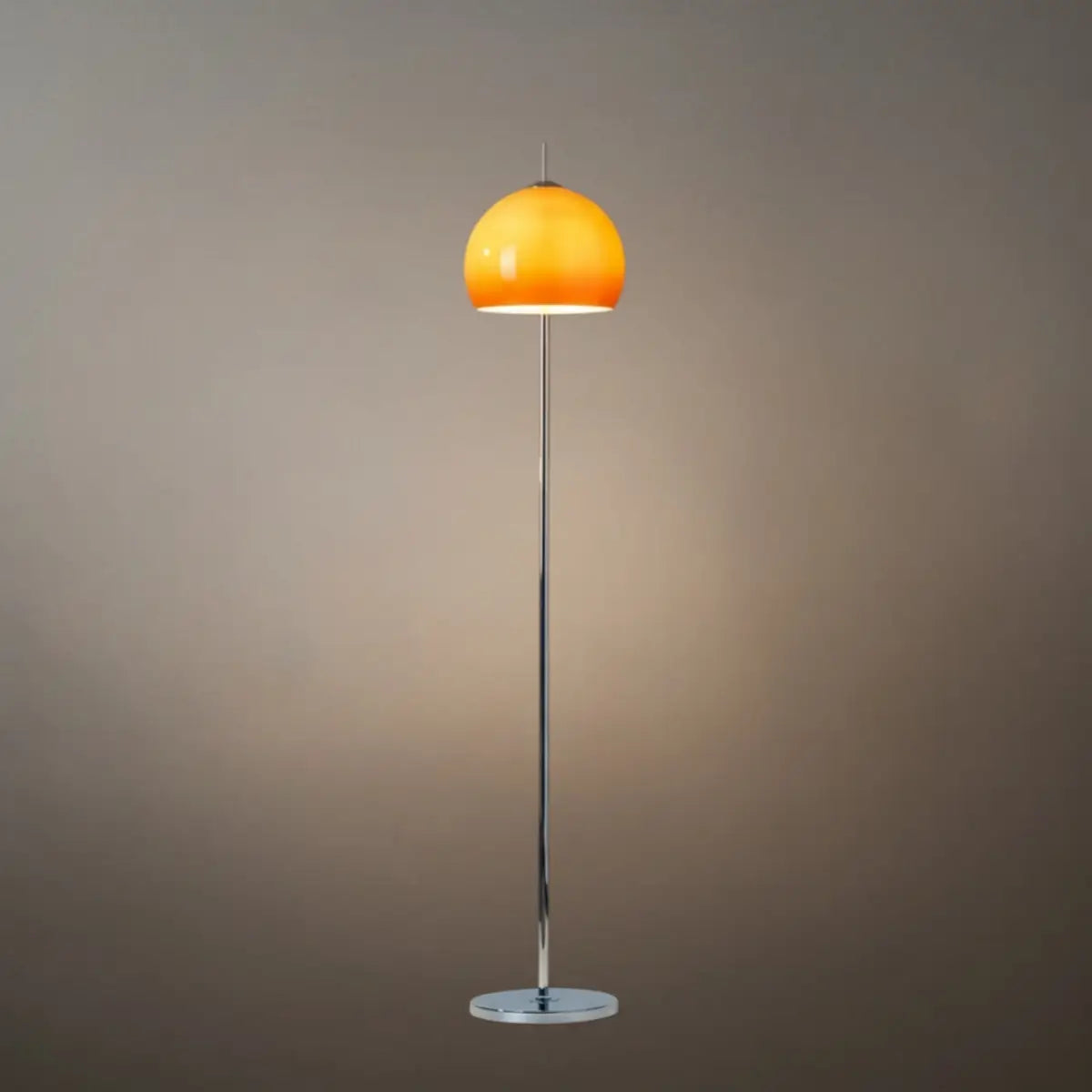 Modern Round Floor Lamp - Metal/Glass in Orange for Living Room - Flindria