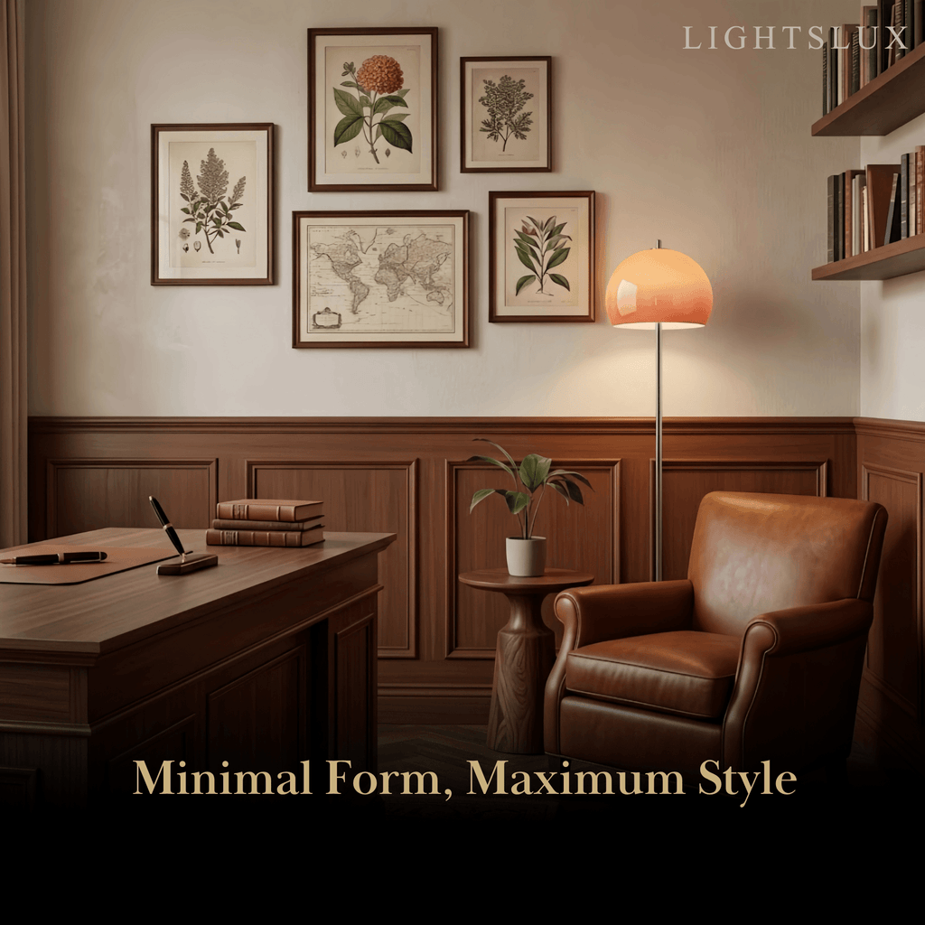Modern Round Floor Lamp - Metal/Glass in Orange for Living Room - Flindria