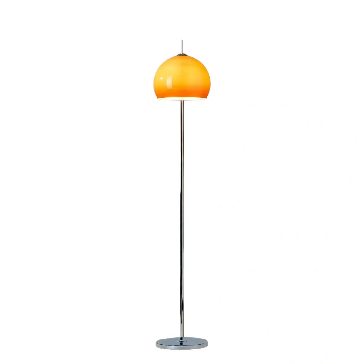 Modern Round Floor Lamp - Metal/Glass in Orange for Living Room - Flindria