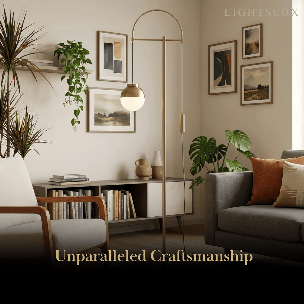Moderne Guld Gulvlampe – Buet Metal Design til Stue - Flindria