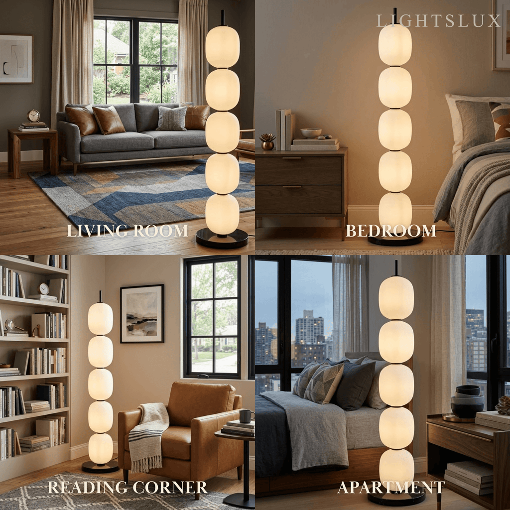 Lampadaire Blanc Moderne – Design Lanterne en Verre pour Salon - Flindria